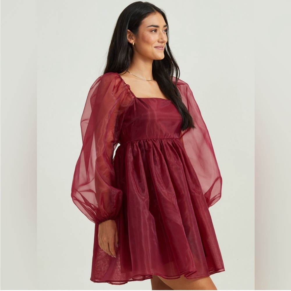 Altar’d State Dress Liz’s Babydoll Tulle Puffy Dress Burgundy Medium